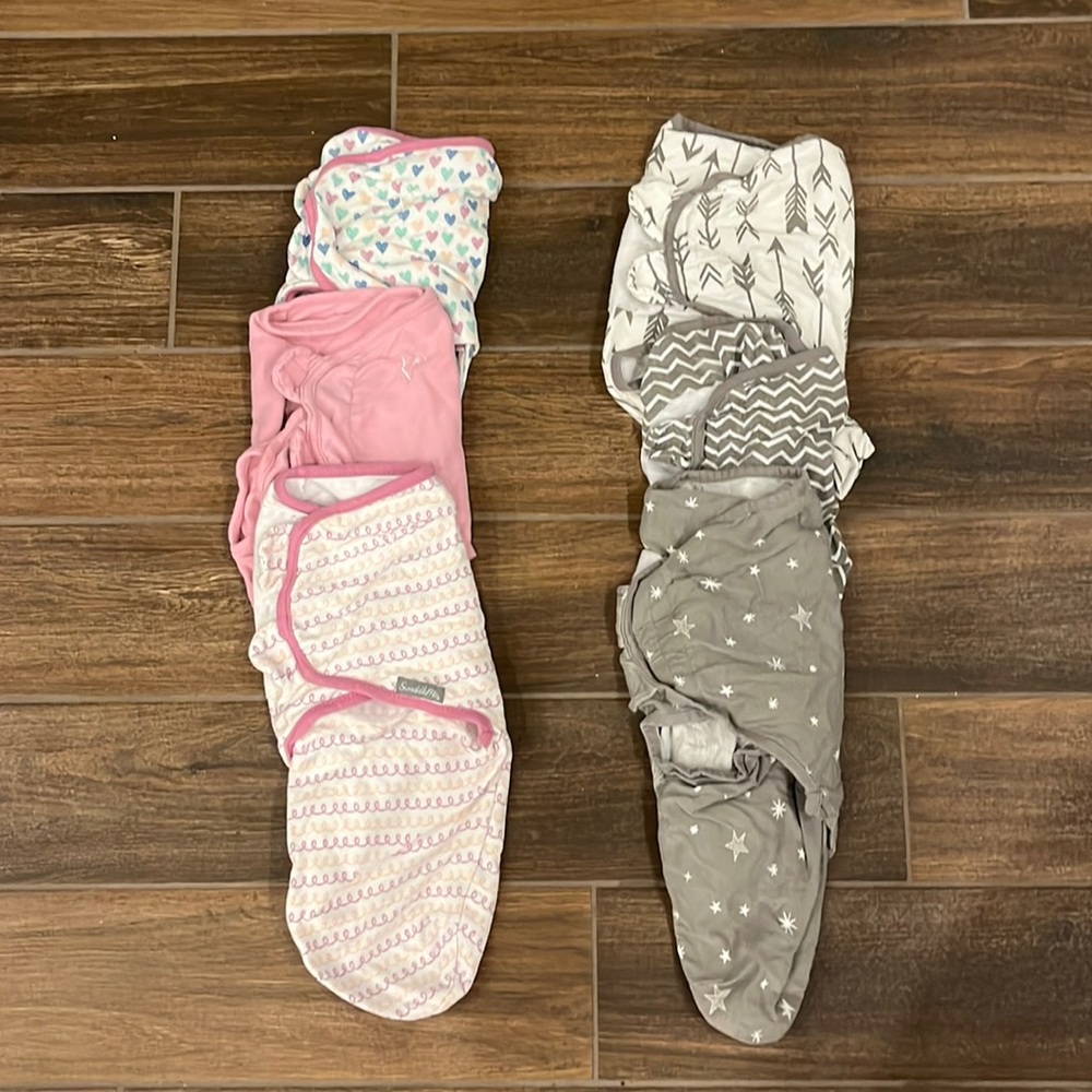 6 Velcro swaddles S/M bundle!